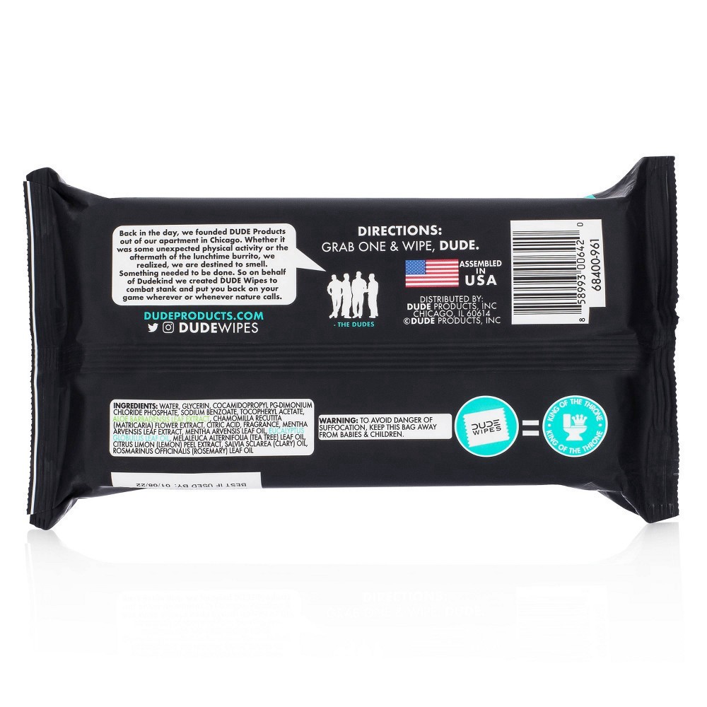slide 5 of 9, DUDE Chill Mint Flushable Wipes XL 3 - 48 Wipe Packs, 3 ct