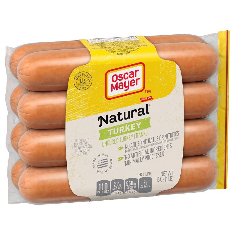 slide 9 of 11, Oscar Mayer Natural Uncured Turkey Franks Hot Dogs - 16oz/8ct, 8 ct; 16 oz