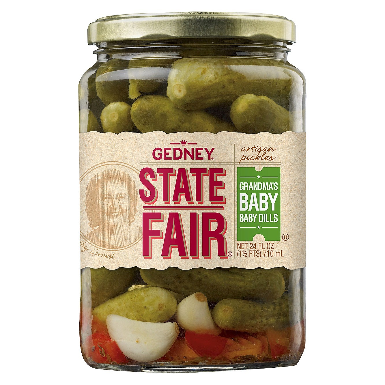 slide 1 of 1, Gedney State Fair Grandma's Baby Dill Pickles, 24 oz