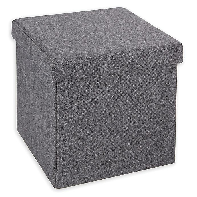 slide 1 of 5, Simply Essential Folding Storage Ottoman - Charcoal, 15 in