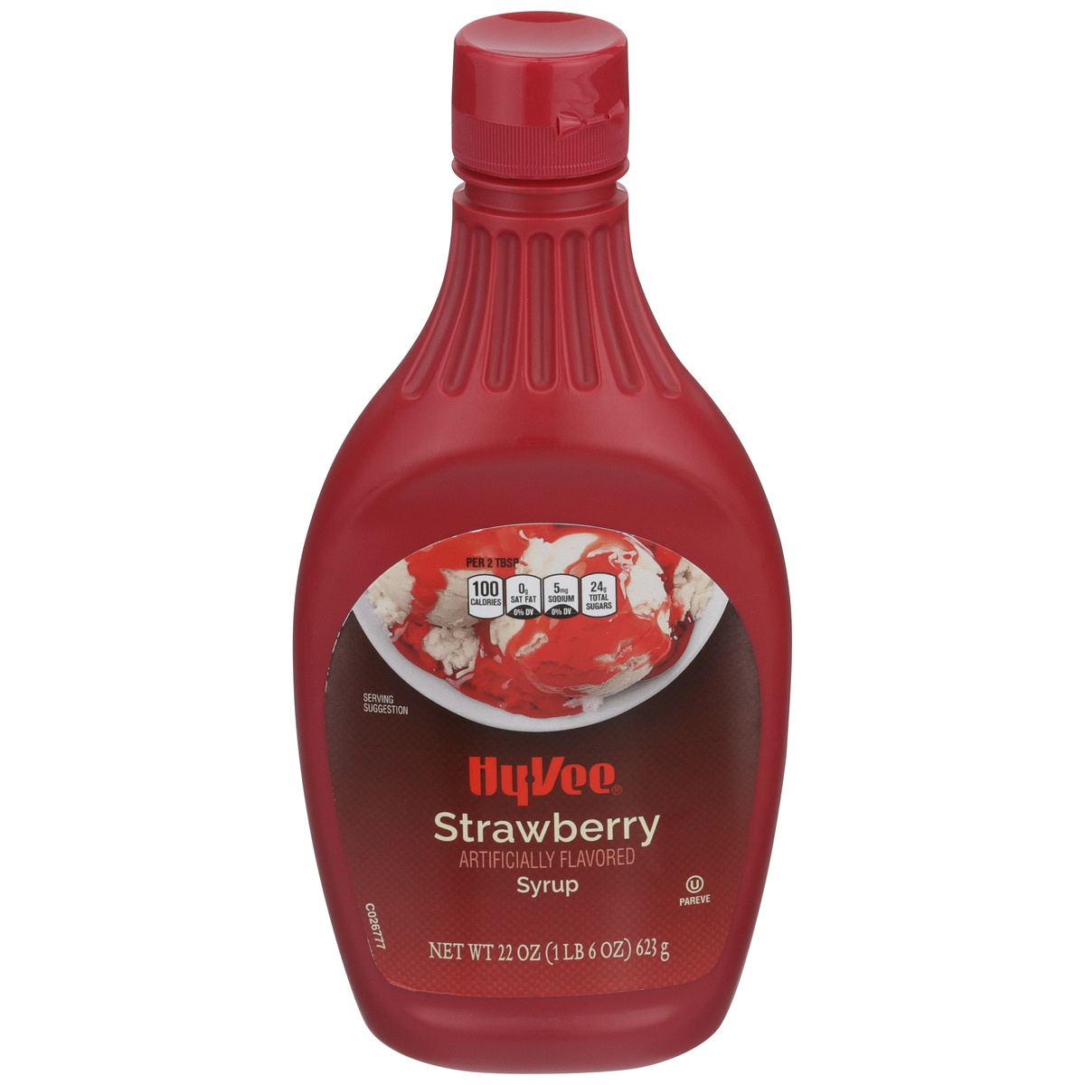slide 1 of 1, Hy-vee Strawberry Flavored Syrup - 22 oz, 22 oz