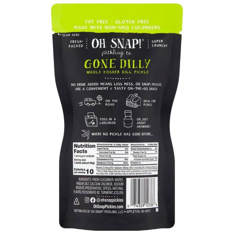 slide 2 of 6, OH SNAP! Gone Dilly Whole Kosher Dill Pickle - 3 fl oz, 3 fl oz