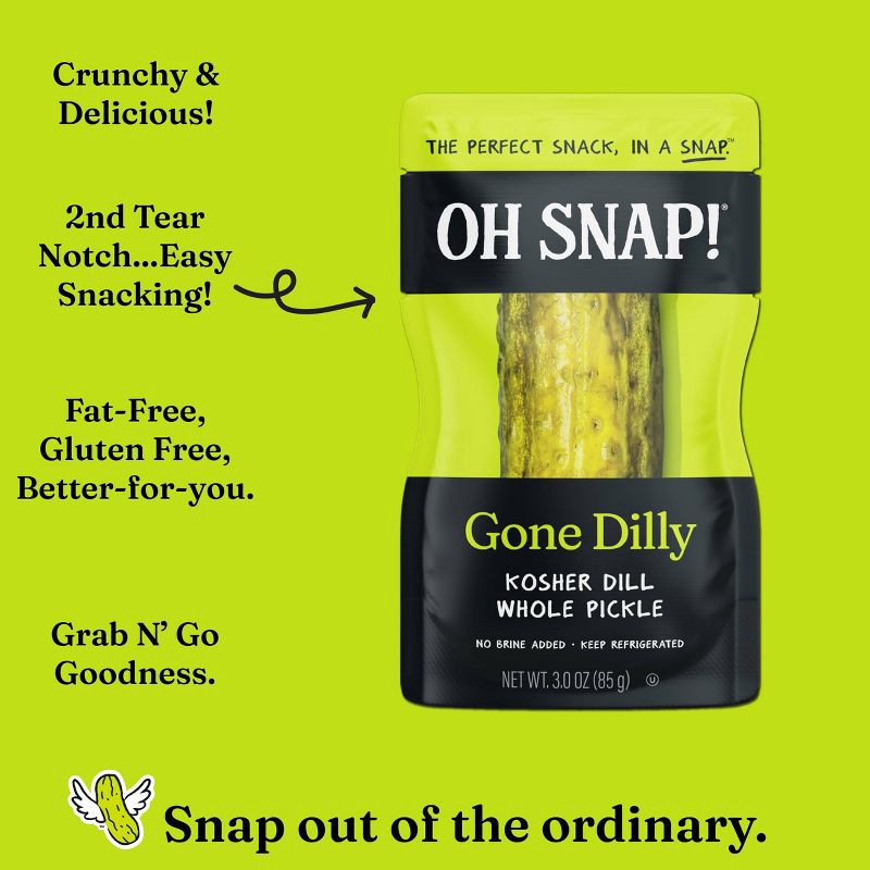 slide 3 of 6, OH SNAP! Gone Dilly Whole Kosher Dill Pickle - 3oz, 3 oz