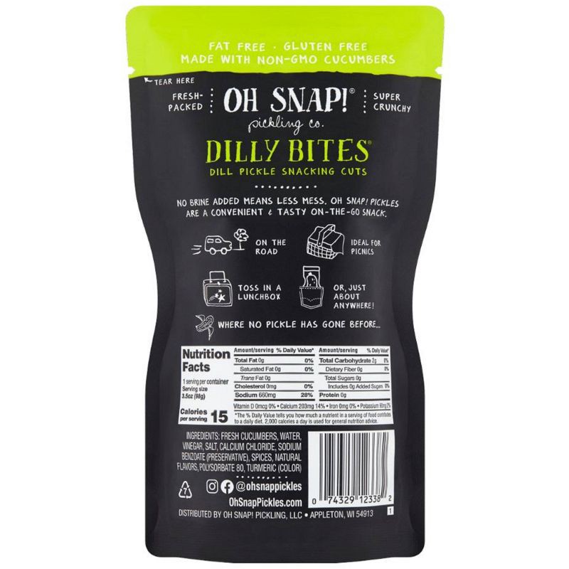 slide 2 of 6, OH SNAP! Dilly Bites Fresh Dill Pickle Snacking Cuts - 3.25 fl oz, 3.25 fl oz