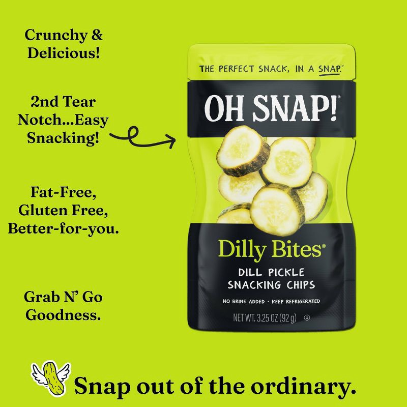 slide 3 of 8, OH SNAP! Dilly Bites Dill Pickle Snack Pack - 3.25oz, 3.25 oz