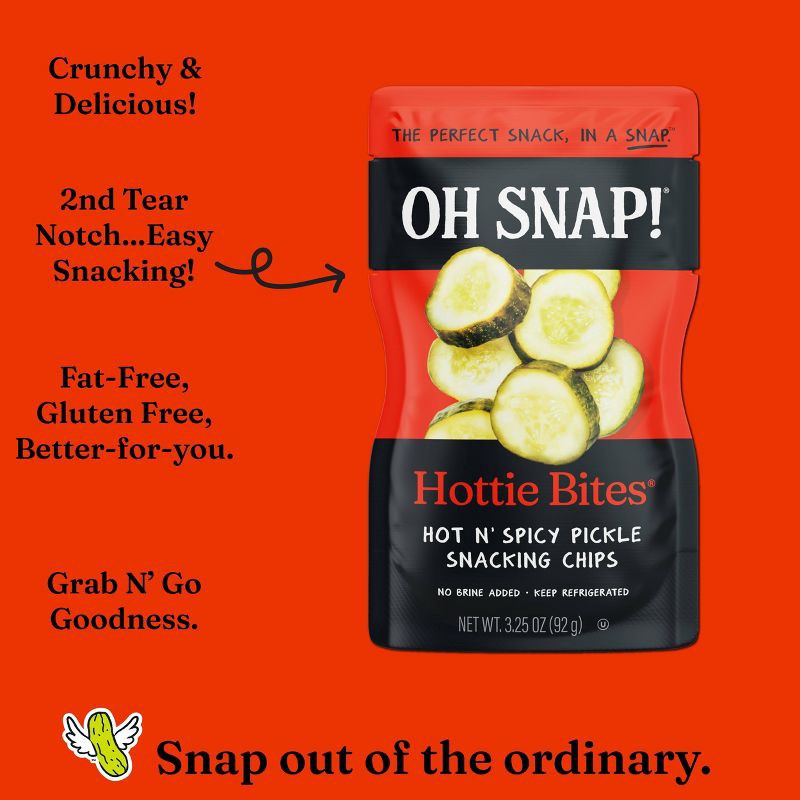slide 3 of 7, OH SNAP! Hottie Bites Hot N' Spicy Pickle Snack Pack - 3.25oz, 3.25 oz