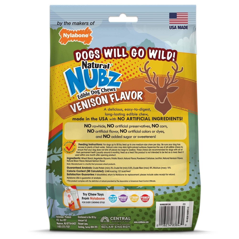 slide 2 of 6, Nylabone Nubz Small/Medium Antler Dental Chews Venison Flavored Chewy Dog Treats, 12 ct