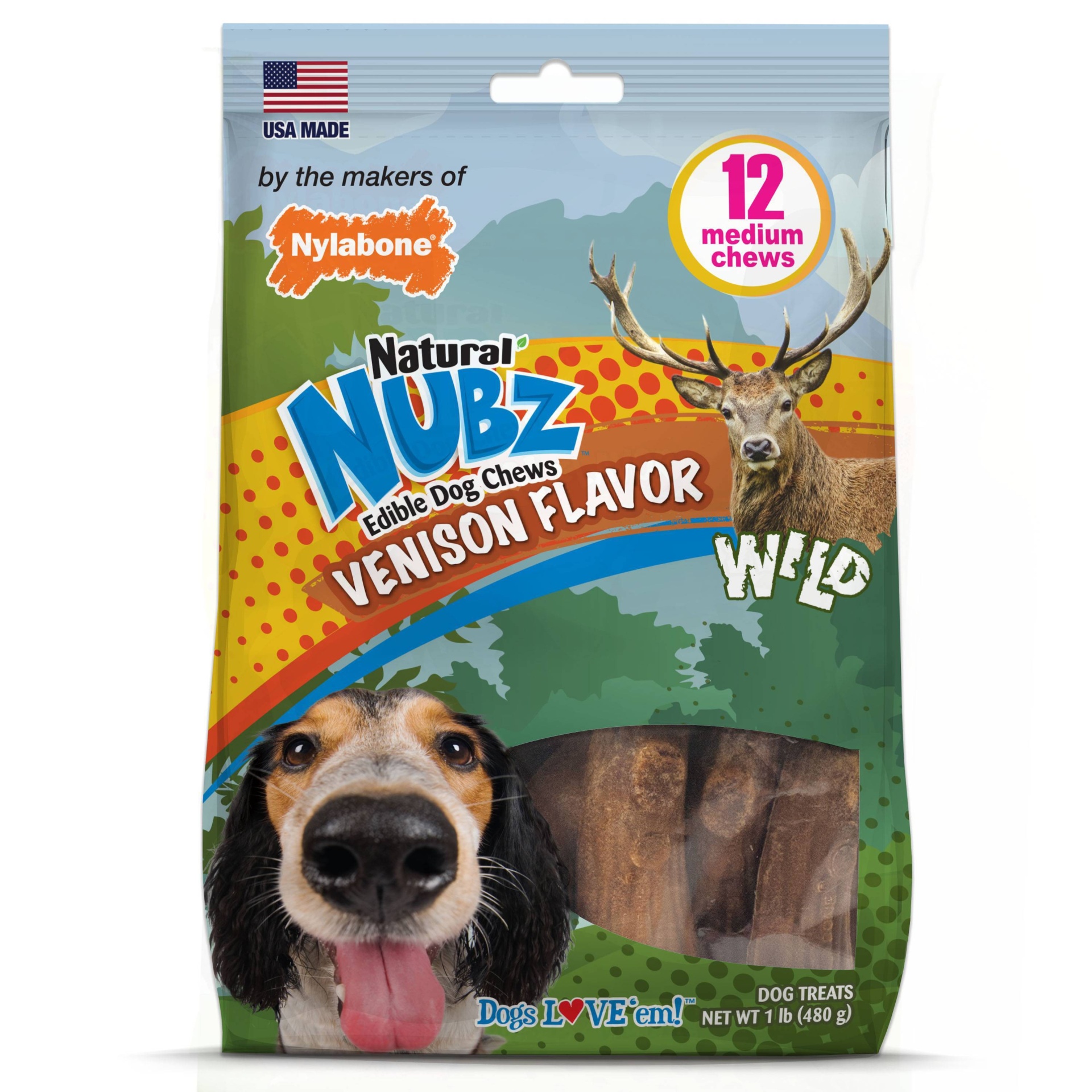 slide 1 of 6, Nylabone Nubz Small/Medium Antler Dental Chews Venison Flavored Chewy Dog Treats, 12 ct