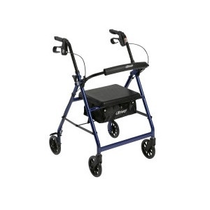slide 1 of 1, Drive Medical Walker Rollator with 6" Wheels, Fold Up Removable Back Support and Padded Seat, Blue, 1 ct