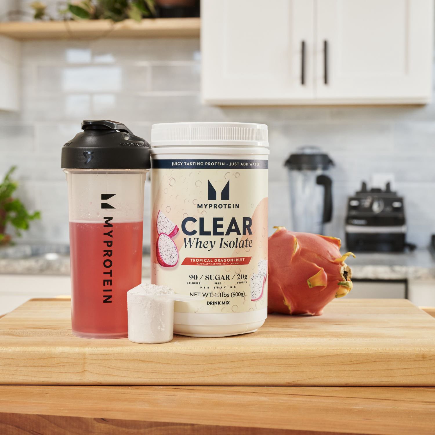 slide 2 of 6, Myprotein Clear Whey Isolate Tropical Dragonfruit Drink Mix 1.1 lb, 17.6 oz