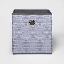 11" Fabric Cube Storage Bin Gray Pattern - Room Essentials™: Collapsible, for Books, Toys, Clothes, Organizer