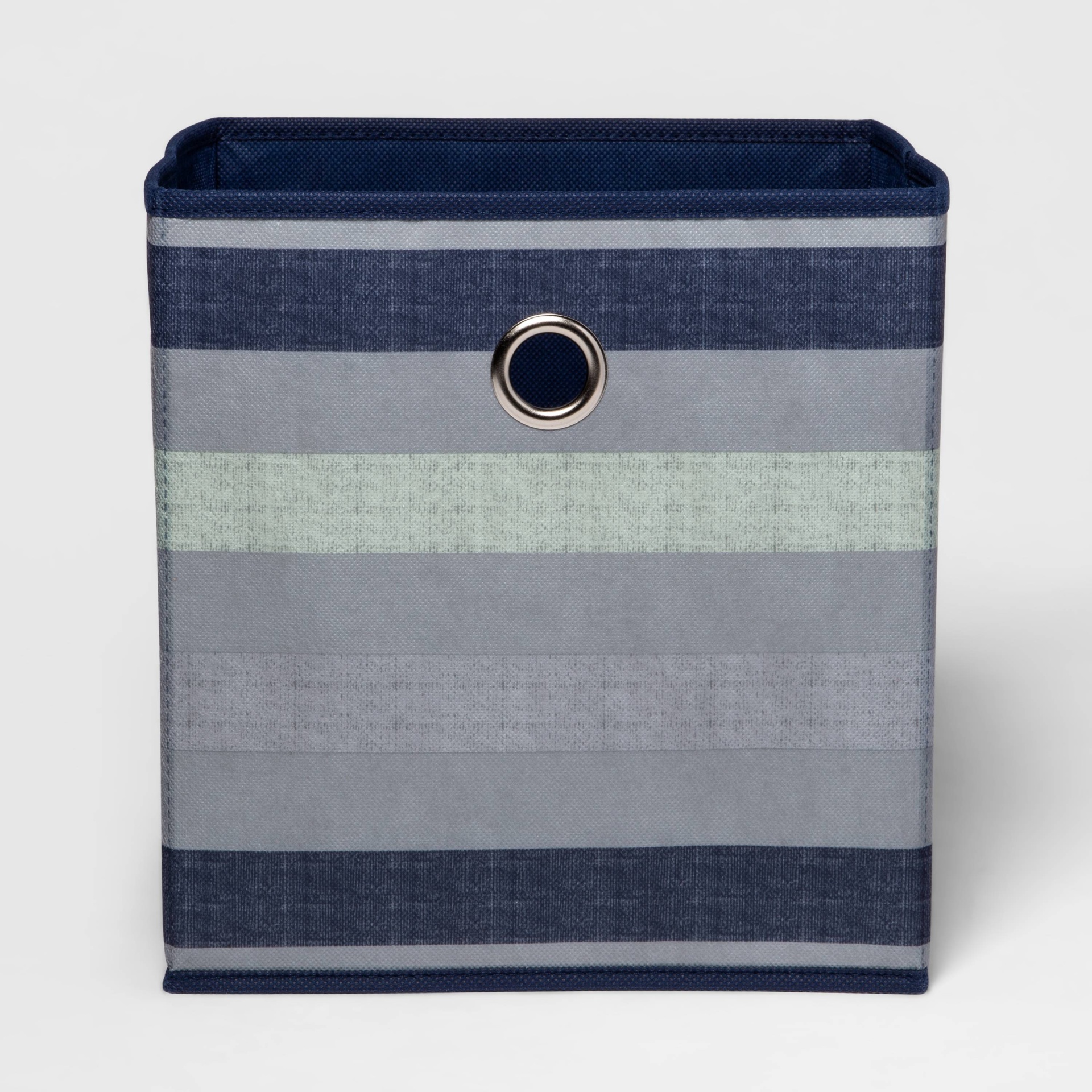 slide 1 of 3, 11" Fabric Cube Storage Bin Navy Stripe - Room Essentials, 1 ct