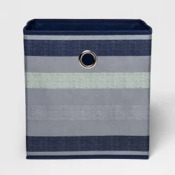 11" Fabric Cube Storage Bin Navy Stripe - Room Essentials