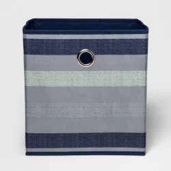 11" Fabric Cube Storage Bin Navy Stripe - Room Essentials