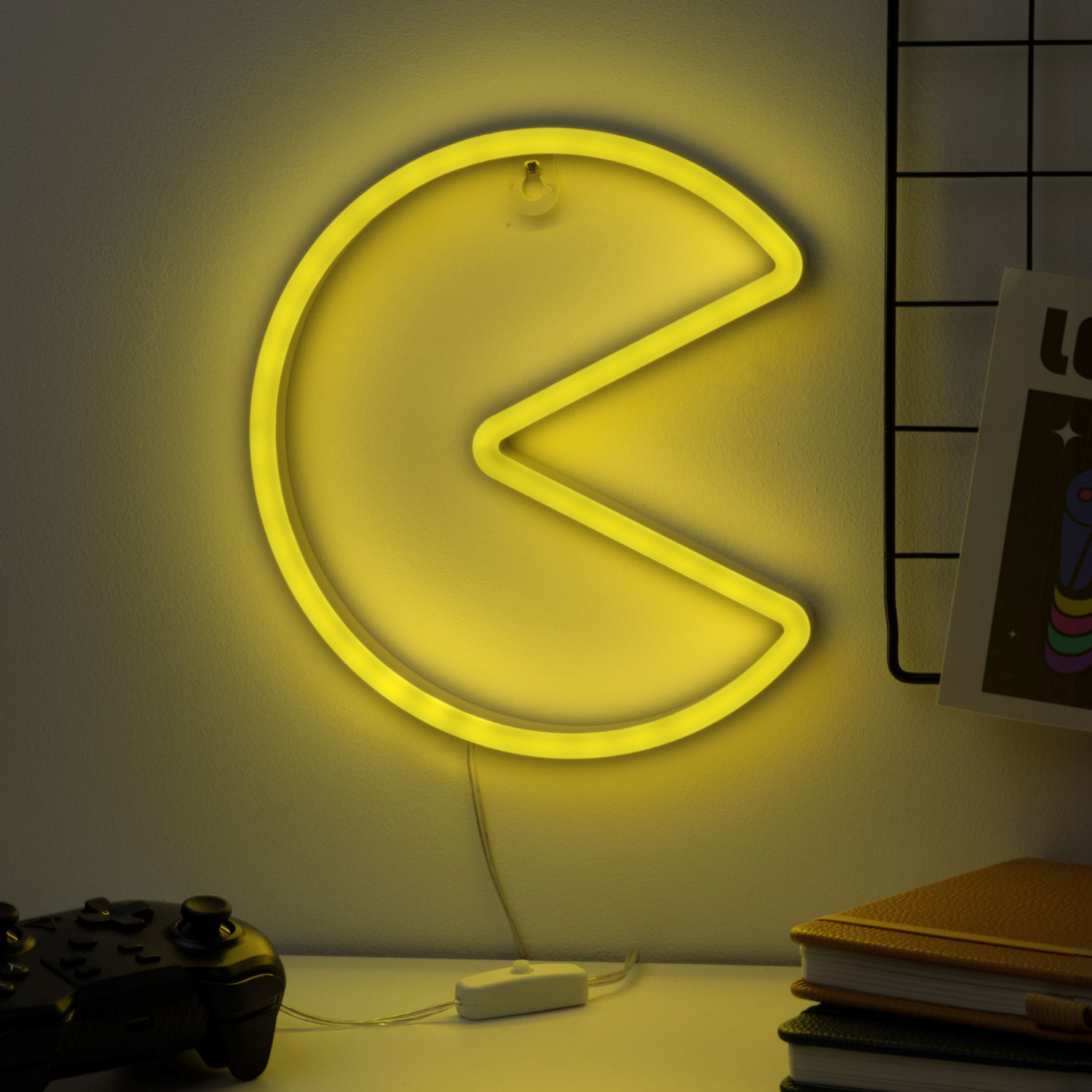 slide 2 of 3, PALADONE Pac Man Wall Mountable Led Neon Light, 1 ct