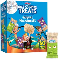 Rice Krispies Treats Crispy Mini Marshmallow Squares, Trick-or-Treat Snacks, Halloween Pack, Original, 23.2oz Box, 60 Bars