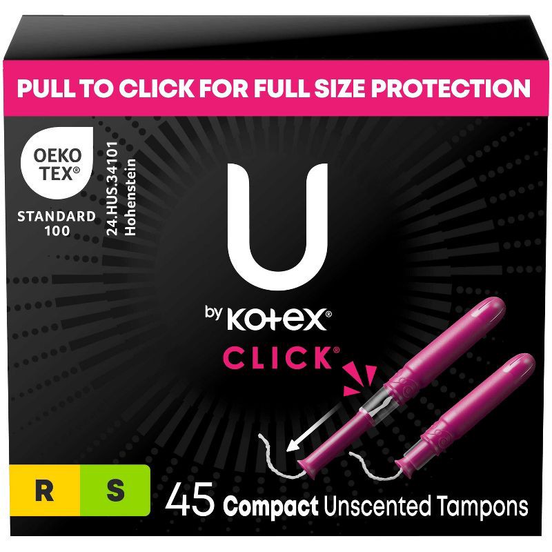 slide 1 of 11, U by Kotex Click Compact Tampons - Multipack - Regular/Super - Unscented - 45ct, 45 ct