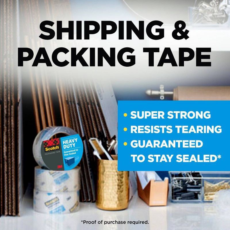 slide 2 of 14, Scotch Shipping and Packaging Tape Heavy Duty Clear 6pk: Packing Tape Refill, 1.88" Width, 35 Yards, 6 Rolls, 6 ct