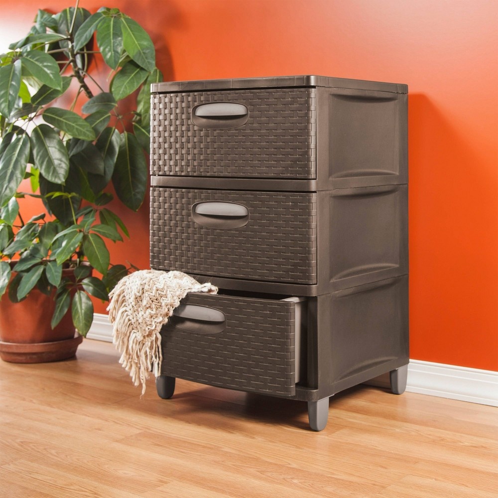 Sterilite 3Drawer Woven Storage Unit Espresso 1 ct Shipt