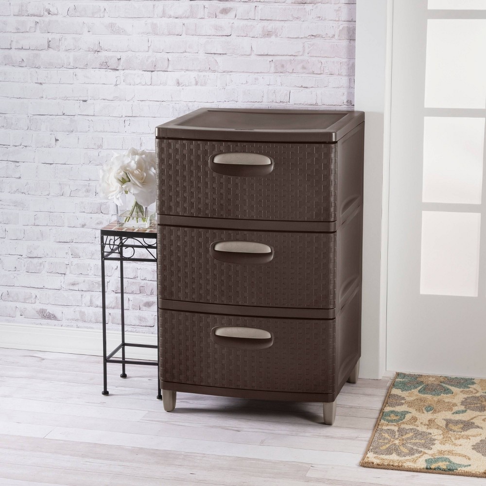 Sterilite 3Drawer Woven Storage Unit Espresso 1 ct Shipt