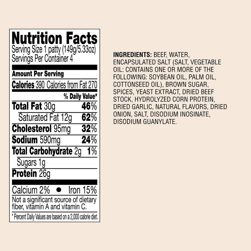 slide 5 of 5, Steakhouse Seasoned Tavern Beef Burger Patties - 1.33lbs - Good & Gather™, 1.33 lb
