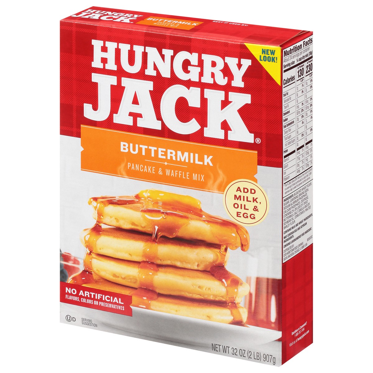 slide 2 of 9, Hungry Jack Buttermilk Pancake Mix and Waffle Mix, 32 Oz Box, 32 oz