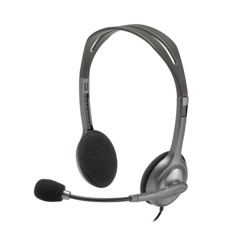 slide 1 of 1, Logitech Wired Stereo Headset H111 - Gray, 1 ct