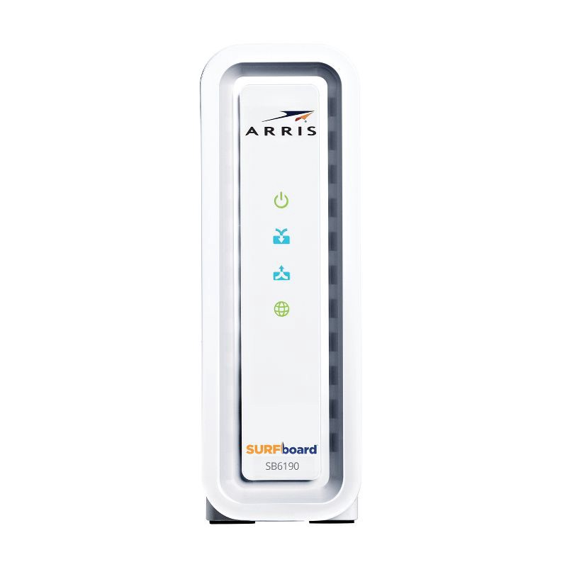 slide 1 of 6, ARRIS SURFboard 32x8 DOCSIS 3.0 Cable Modem, Model SB6190 (White), 1 ct