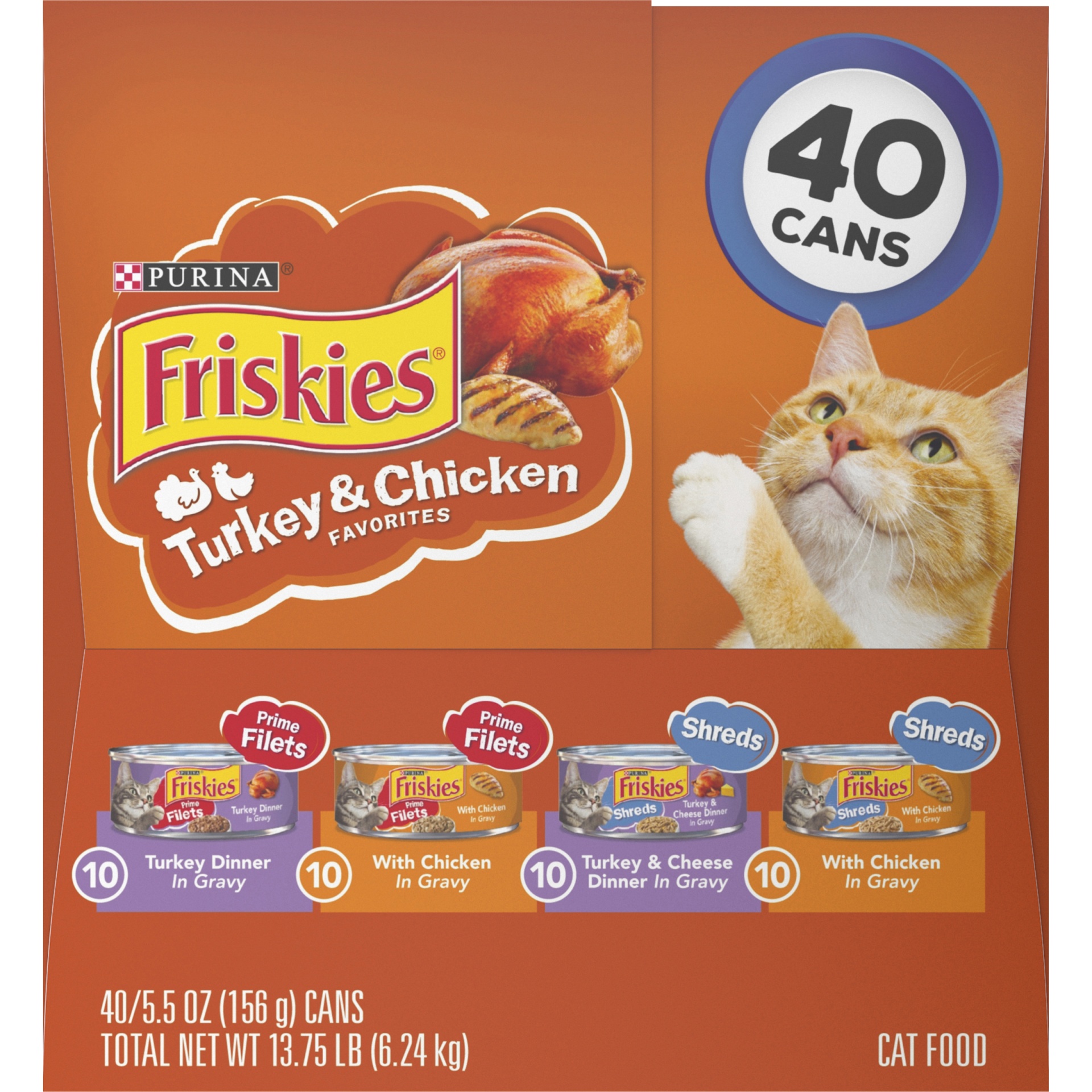 slide 4 of 9, Purina Friskies Turkey & Chicken Favorites Wet Cat Food Variety Pack, 5.5 oz