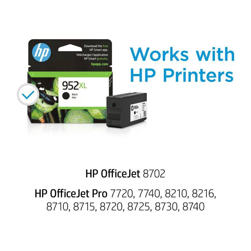 slide 3 of 12, HP Inc. HP 952XL Single Ink Cartridge - Black (F6U19AN#140), 1 ct
