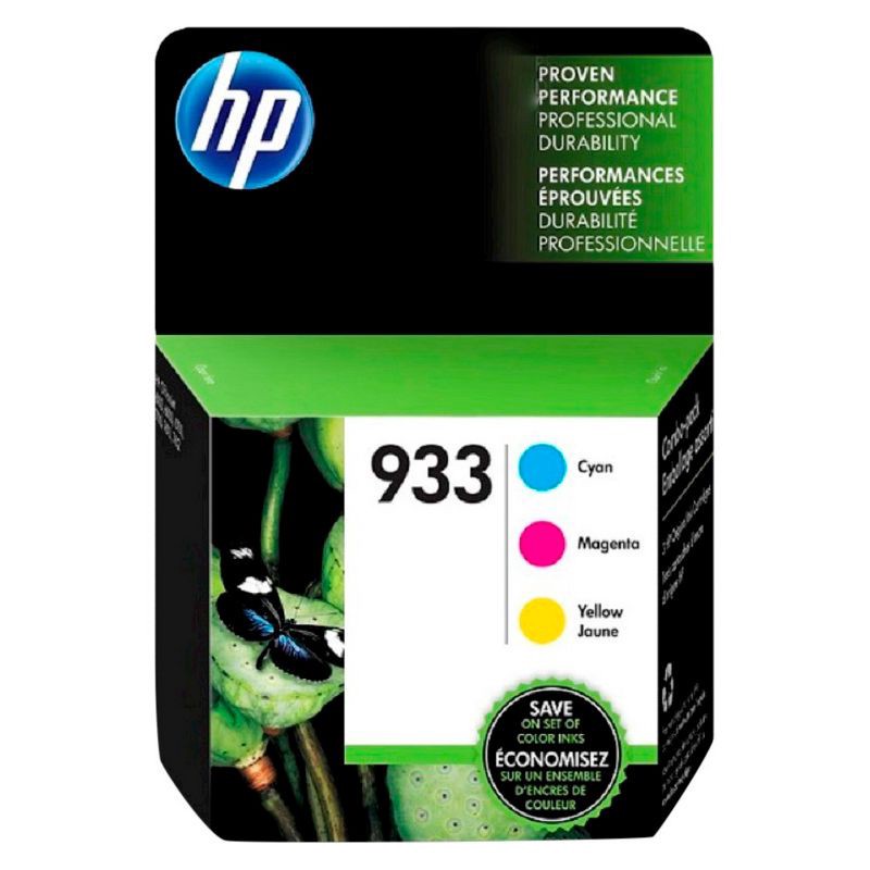 slide 1 of 1, HP Inc. HP 933 C/M/Y 3pk Ink Cartridges - Cyan, Magenta, Yellow (N9H56FN#140), 3 ct
