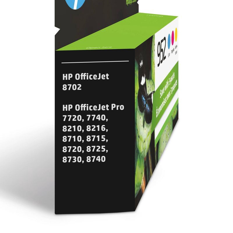 slide 2 of 16, HP Inc. HP 952 C/M/Y 3pk Ink Cartridge - Cyan, Magenta, Yellow (N9K27AN#140), 3 ct