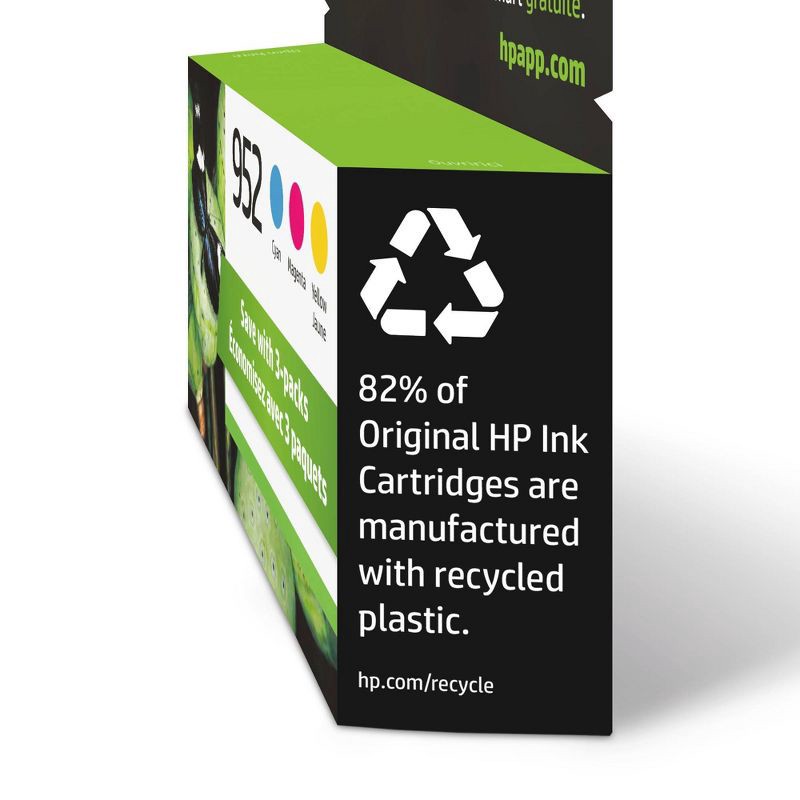 slide 3 of 6, HP Inc. HP 952 C/M/Y 3pk Ink Cartridge - Cyan, Magenta, Yellow (N9K27AN#140), 3 ct