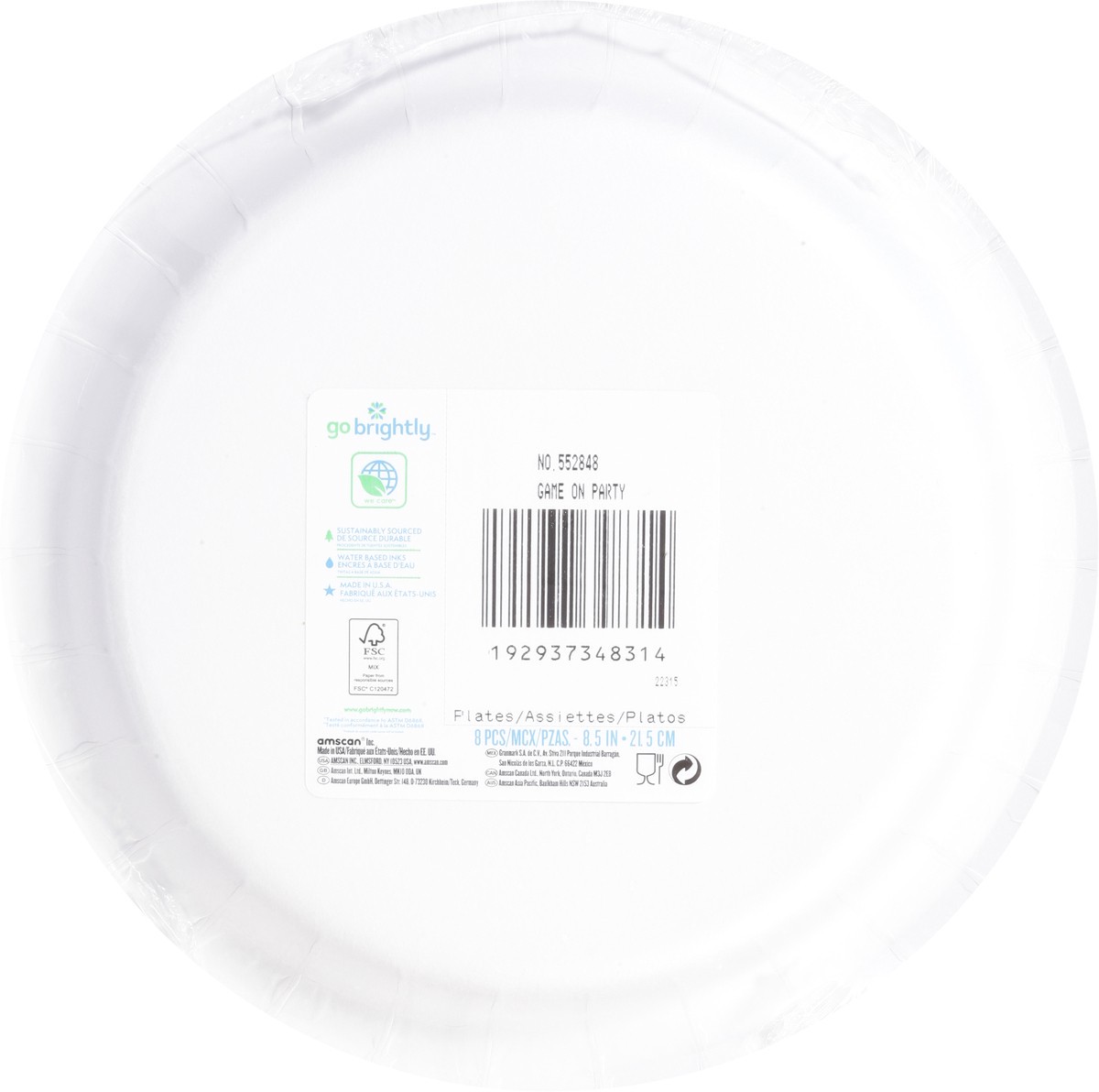 slide 9 of 11, Go Brightly 8.5 Inch Game on Party Plates 8 ea, 8 ct