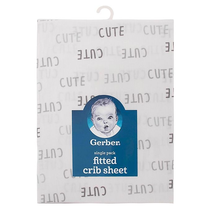 slide 2 of 2, Gerber Lamb Cotton Cute'' Fitted Crib Sheet - Grey'', 1 ct