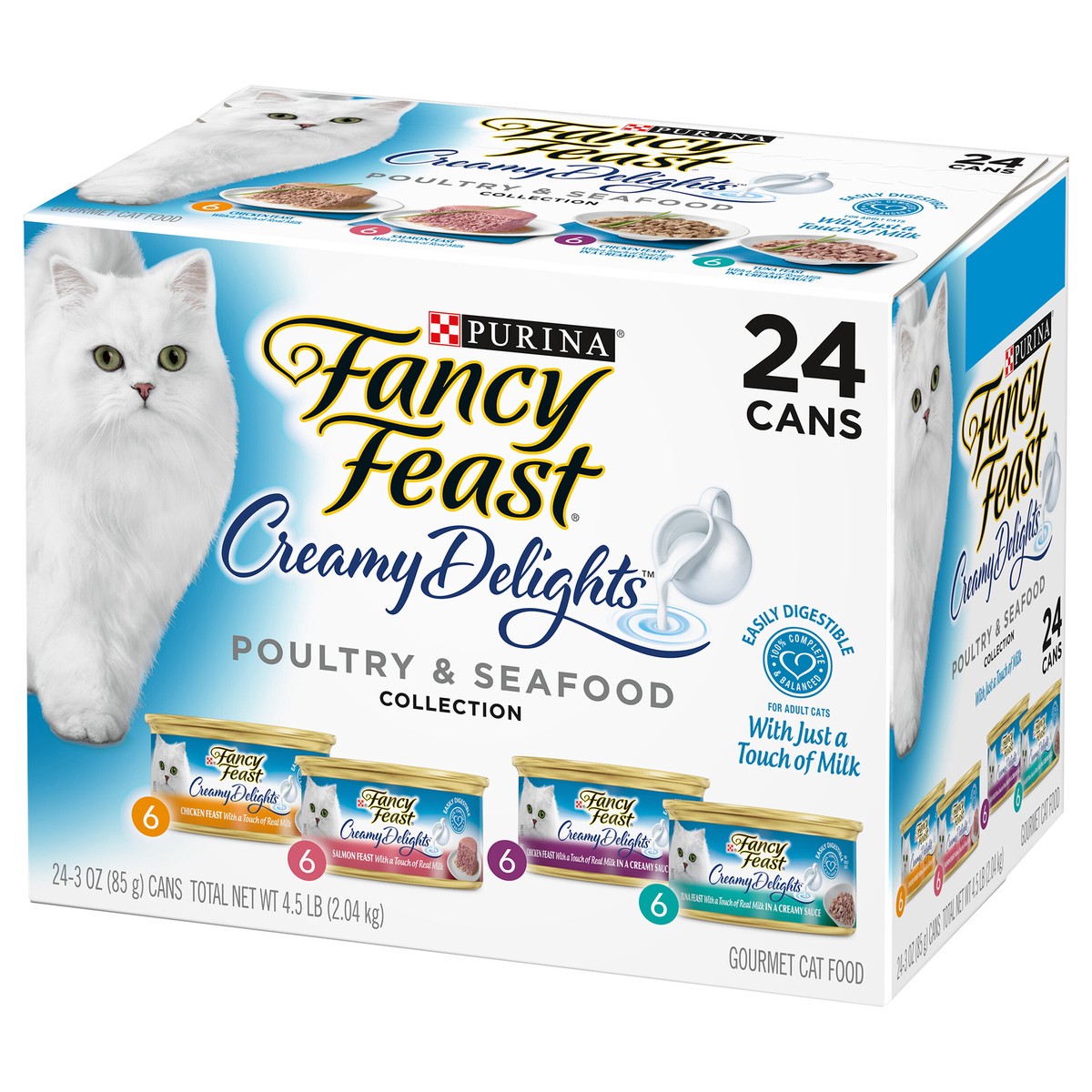 slide 8 of 9, Fancy Feast Purina Fancy Feast Wet Cat Food Variety Pack, Creamy Delights Poultry & Seafood Collection, 24 ct