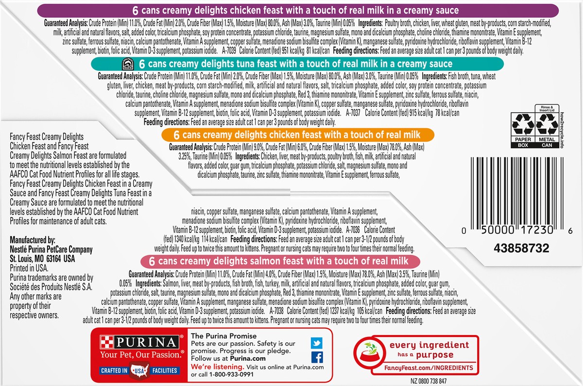 slide 2 of 9, Fancy Feast Purina Fancy Feast Wet Cat Food Variety Pack, Creamy Delights Poultry & Seafood Collection, 24 ct