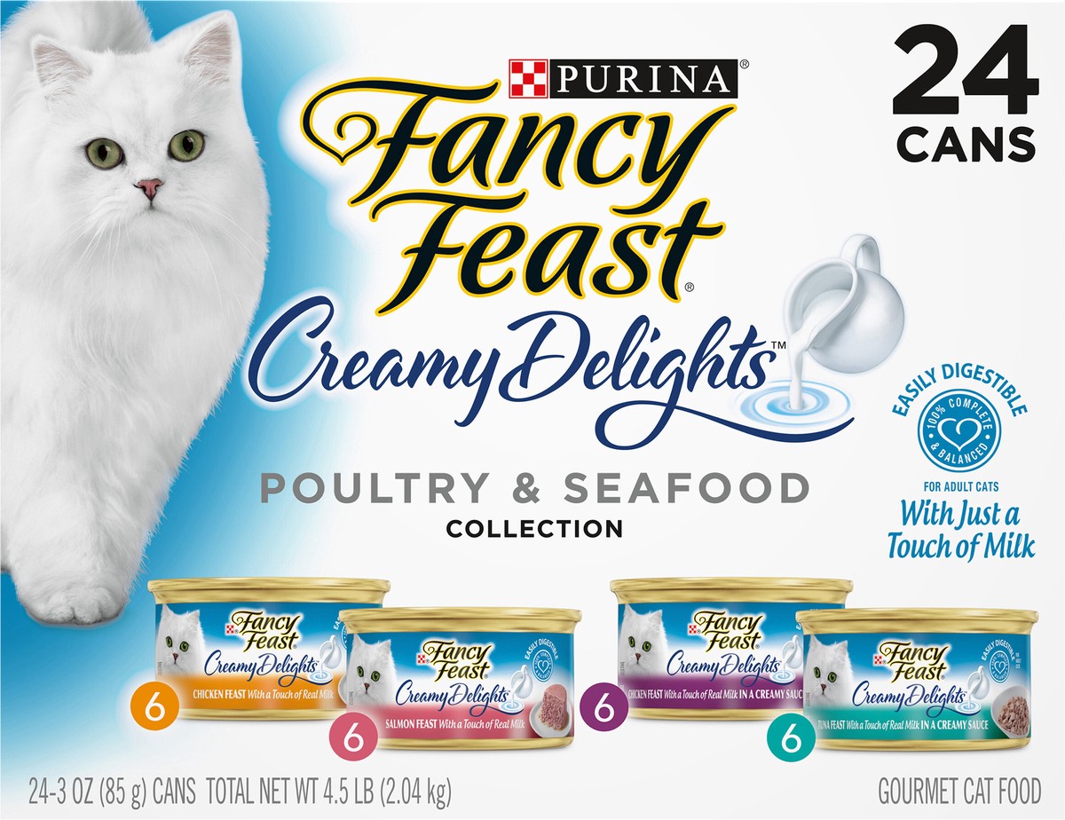 slide 7 of 9, Fancy Feast Purina Fancy Feast Wet Cat Food Variety Pack, Creamy Delights Poultry & Seafood Collection, 24 ct