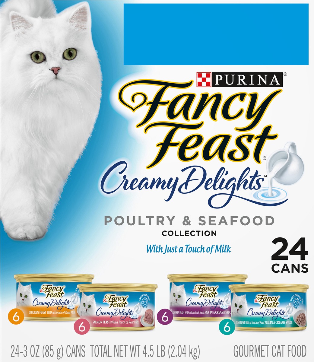 slide 6 of 9, Fancy Feast Purina Fancy Feast Wet Cat Food Variety Pack, Creamy Delights Poultry & Seafood Collection, 24 ct