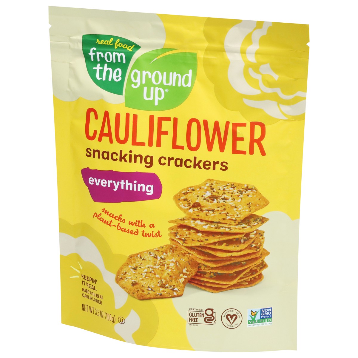 slide 3 of 14, Real Food From the Ground Up Everything Cauliflower Everything Snacking Crackers 3.5 oz, 1 ct