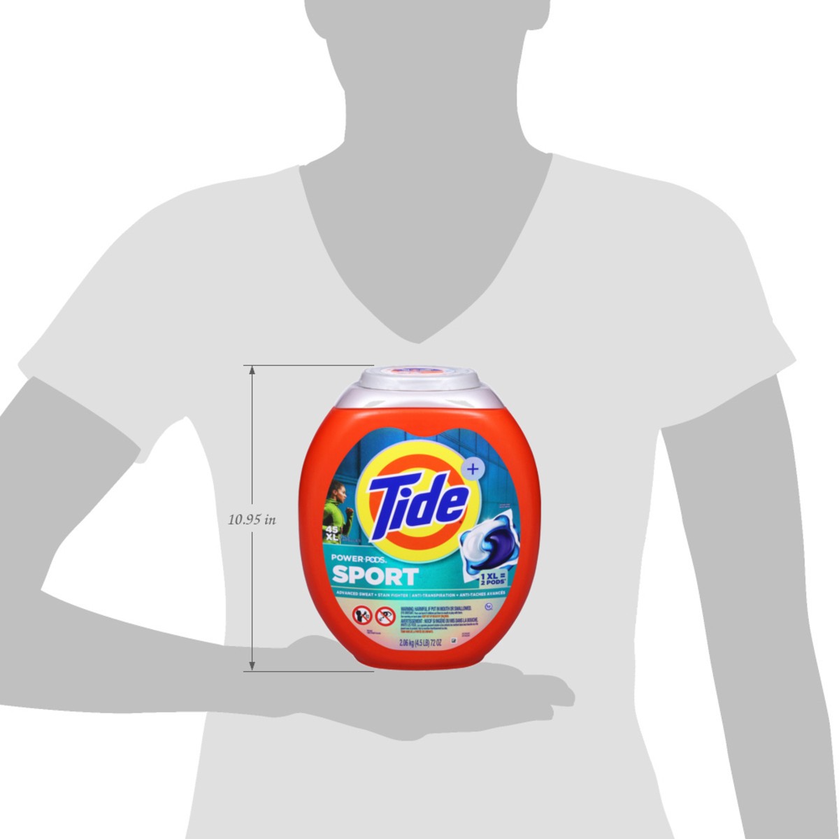 slide 3 of 14, Tide Power Pods Sport Laundry Detergent Pacs, 45 Count, Advanced Sweat + Stain Fighter, laundry soap detergent pacs, 45 ct