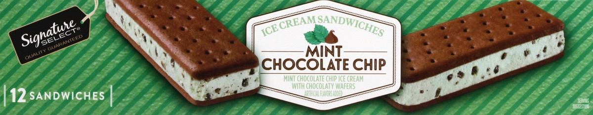 slide 6 of 7, Signature Select Mint Chocolate Chip Ice Cream Sandwiches 12 - 3.5 fl oz Sandwiches, 12 ct