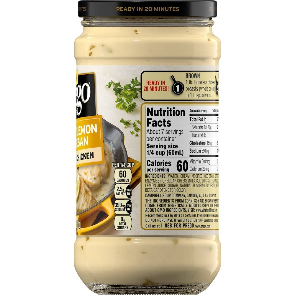 slide 5 of 7, Prego Creamy Lemon Parmesan Cooking Sauce, 15 oz