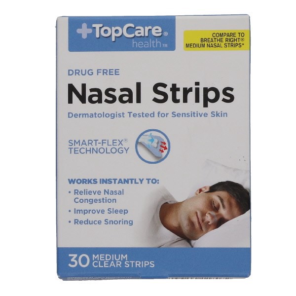 slide 1 of 1, TopCare Nasal Strips Clear, 30 ct