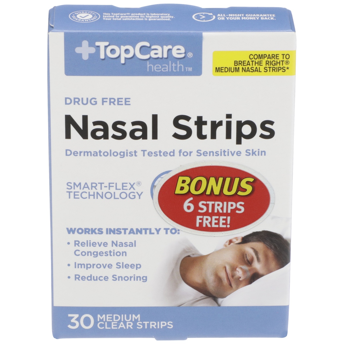 slide 1 of 1, TopCare Nasal Strips Clear, 30 ct