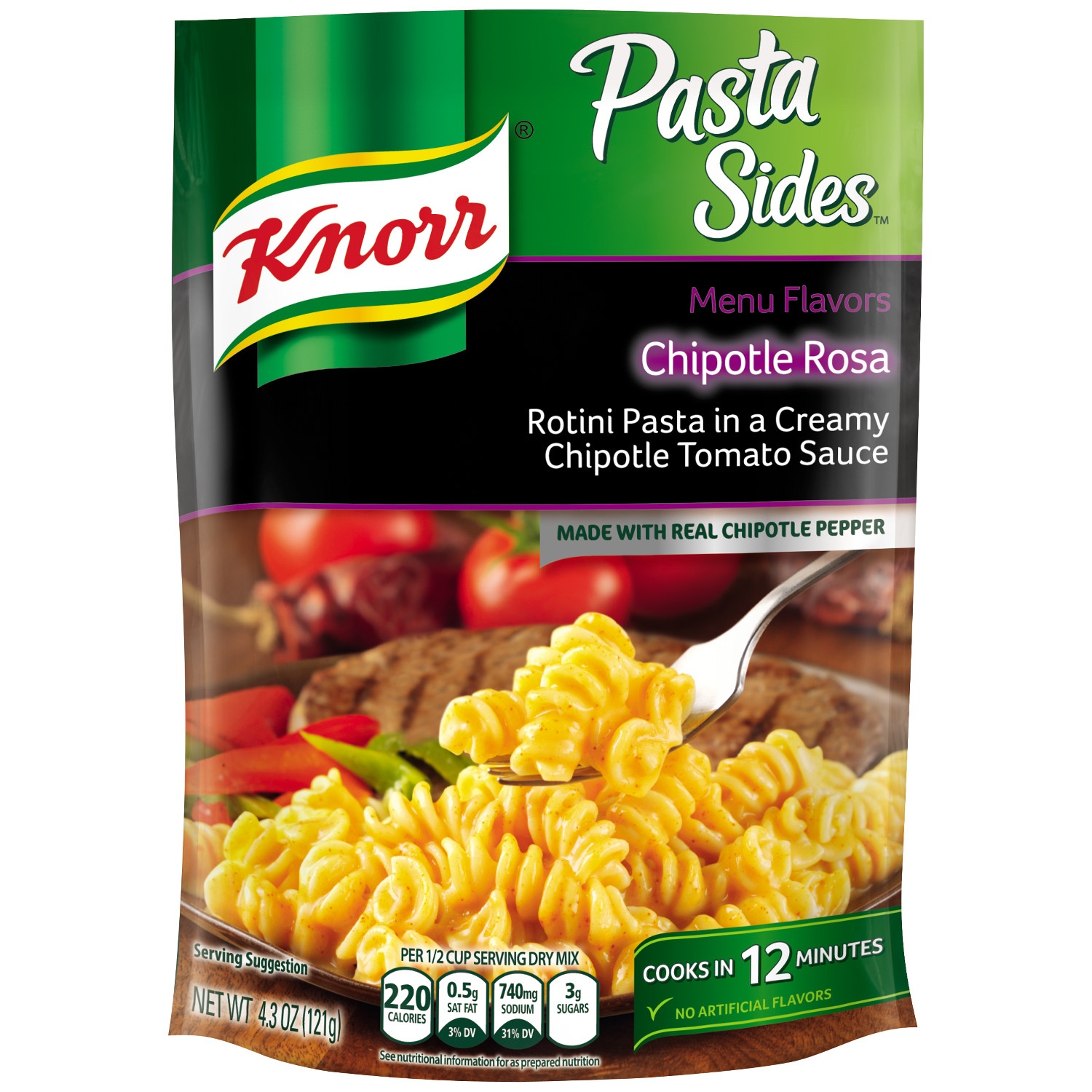 slide 1 of 1, Knorr Menu Flavors Chipotle Rosa Pasta Sides, 4.3 oz