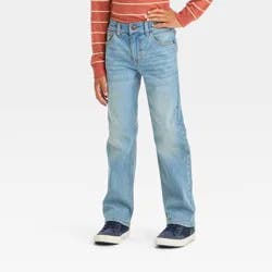 Boys' Stretch Bootcut Fit Jeans - Cat & Jack™ Light Wash 5: Mid Rise, Adjustable Waistband, Denim