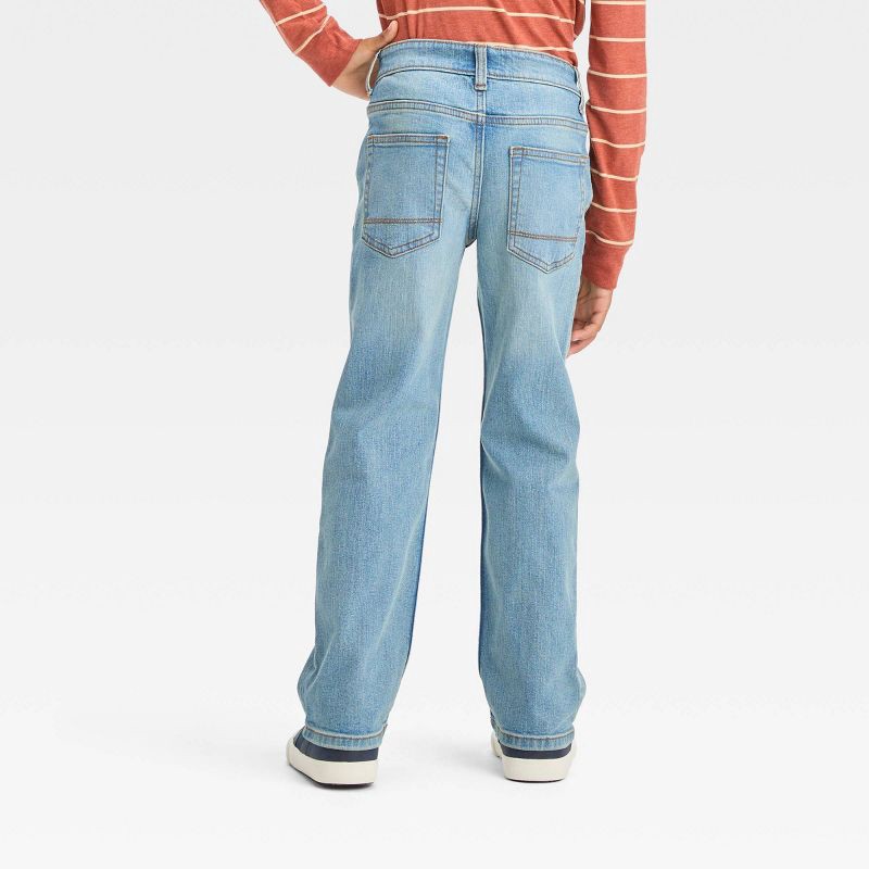 slide 2 of 3, Boys' Stretch Bootcut Fit Jeans - Cat & Jack™ Light Wash 6: Mid Rise, Adjustable Waistband, Denim, Machine Washable, 1 ct