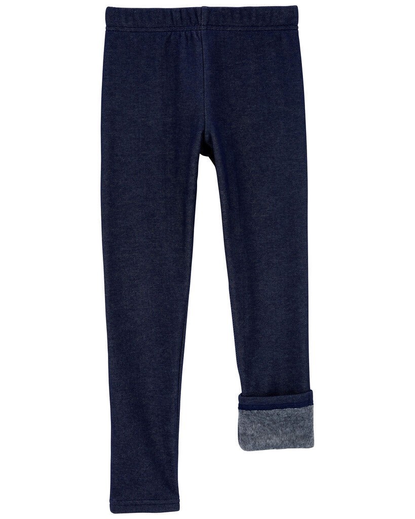 slide 4 of 4, Carters Kid Faux Denim Cozy Fleece Leggings Navy 7, 1 ct