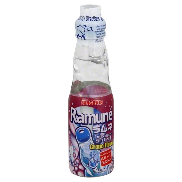 slide 1 of 1, Sangaria Ramune Grape Flavored Carbonated Soft Drink, 200 ml